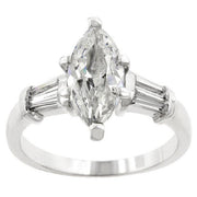 Rhodium Plated Marquise Centerpiece Ring freeshipping - Higher Class Elegance
