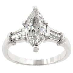 Rhodium Plated Marquise Centerpiece Ring freeshipping - Higher Class Elegance