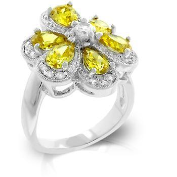 Yellow Cubic Zirconia Daisy Ring freeshipping - Higher Class Elegance