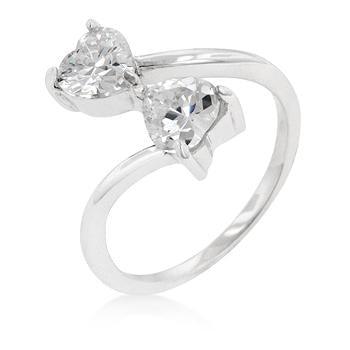 Rhodium Plated Finish Dual Hearts Anniversary Ring freeshipping - Higher Class Elegance