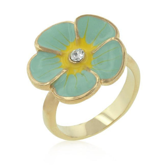 Light Blue Enamel Floral Ring freeshipping - Higher Class Elegance