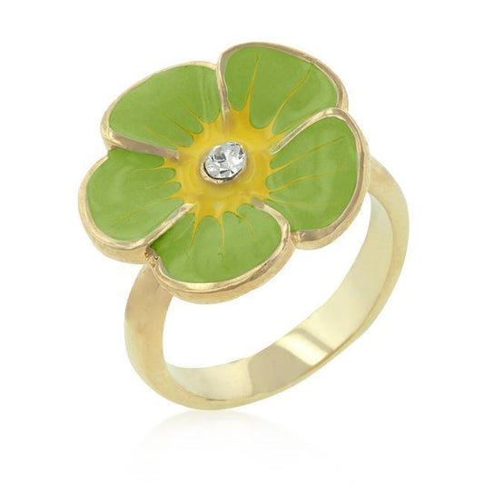 Light Green Enamel Floral Ring freeshipping - Higher Class Elegance