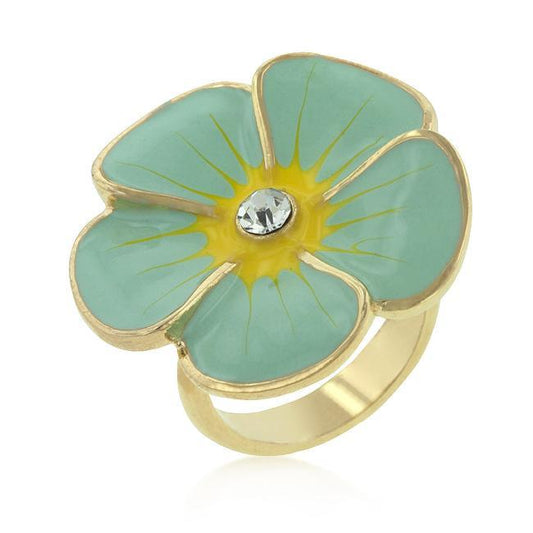 Light Blue Enamel Large Floral Ring freeshipping - Higher Class Elegance