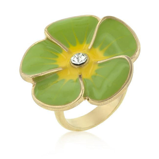 Light Green Enamel Large Floral Ring freeshipping - Higher Class Elegance