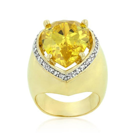 Yellow Pear Cubic Zirconia Cocktail Ring freeshipping - Higher Class Elegance