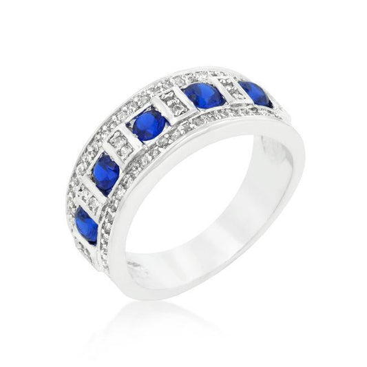 Blue and Clear Encrusted Rhodium Plated Ring freeshipping - Higher Class Elegance