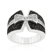 Jet Black and Clear Cubic Zirconia Bow Tie Ring freeshipping - Higher Class Elegance