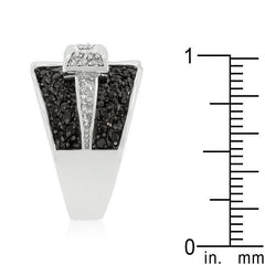 Jet Black and Clear Cubic Zirconia Bow Tie Ring freeshipping - Higher Class Elegance