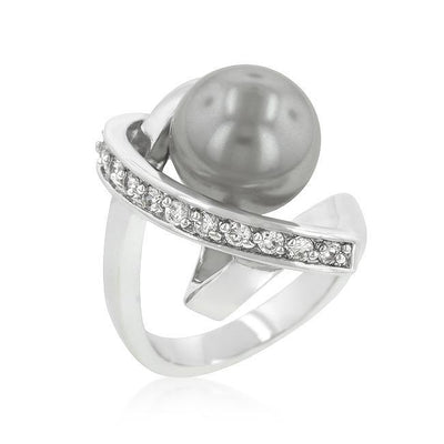 Rhodium Plated Knotted Simulated Pearl Ring freeshipping - Higher Class Elegance