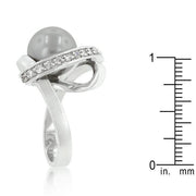 Rhodium Plated Knotted Simulated Pearl Ring freeshipping - Higher Class Elegance
