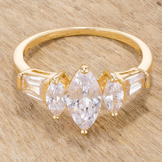 Marquise Triplet Engagement Ring freeshipping - Higher Class Elegance
