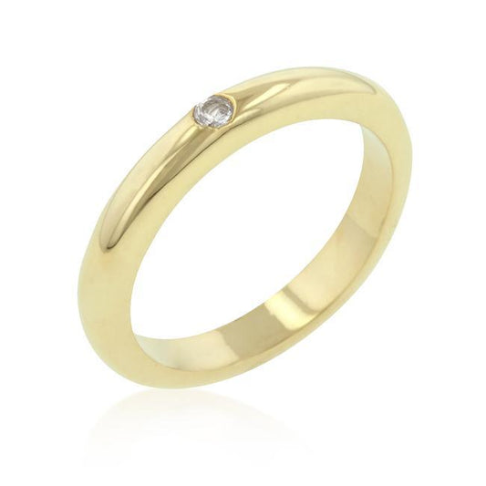 Solitaire Cubic Zirconia Golden Wedding Band freeshipping - Higher Class Elegance