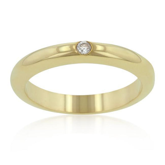 Solitaire Cubic Zirconia Golden Wedding Band freeshipping - Higher Class Elegance