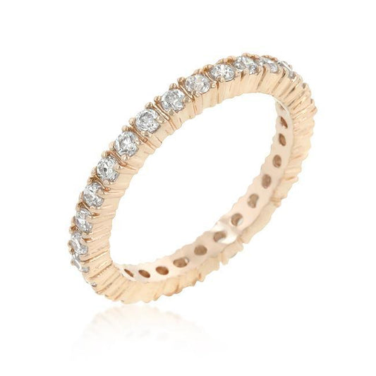 Rose Gold Finish Cubic Zirconia Eternity Band freeshipping - Higher Class Elegance