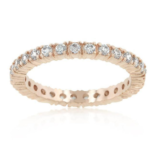 Rose Gold Finish Cubic Zirconia Eternity Band freeshipping - Higher Class Elegance