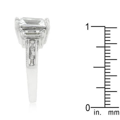 Emerald Cut Triplet Engagement Ring freeshipping - Higher Class Elegance