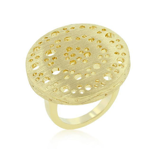 Textured Golden Saucer Ring freeshipping - Higher Class Elegance