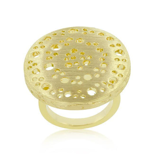 Textured Golden Saucer Ring freeshipping - Higher Class Elegance