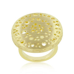 Textured Golden Saucer Ring freeshipping - Higher Class Elegance