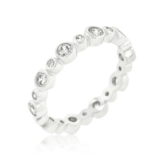 Alternating Bezel Linked Cubic Zirconia Eternity Band freeshipping - Higher Class Elegance