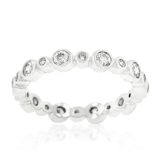 Alternating Bezel Linked Cubic Zirconia Eternity Band freeshipping - Higher Class Elegance