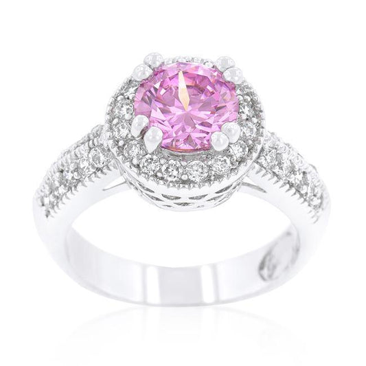 Pink Halo Engagement Ring freeshipping - Higher Class Elegance