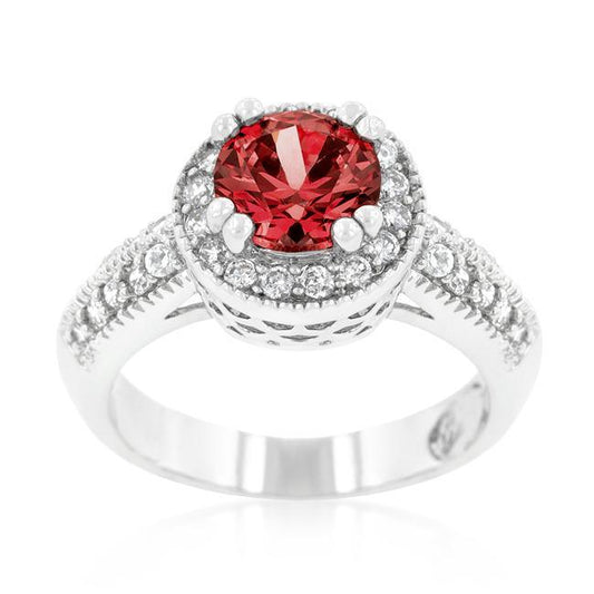 Garnet Halo Engagement Ring freeshipping - Higher Class Elegance