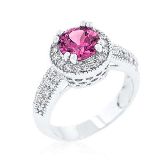 Fuchsia Halo Engagement Ring freeshipping - Higher Class Elegance