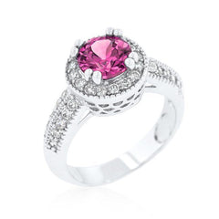 Fuchsia Halo Engagement Ring freeshipping - Higher Class Elegance