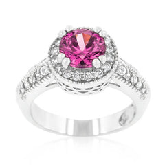 Fuchsia Halo Engagement Ring freeshipping - Higher Class Elegance