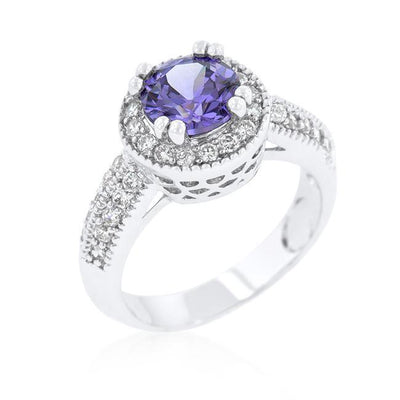 Dark Purple Halo Engagement Ring freeshipping - Higher Class Elegance