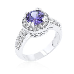 Dark Purple Halo Engagement Ring freeshipping - Higher Class Elegance