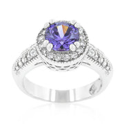Dark Purple Halo Engagement Ring freeshipping - Higher Class Elegance