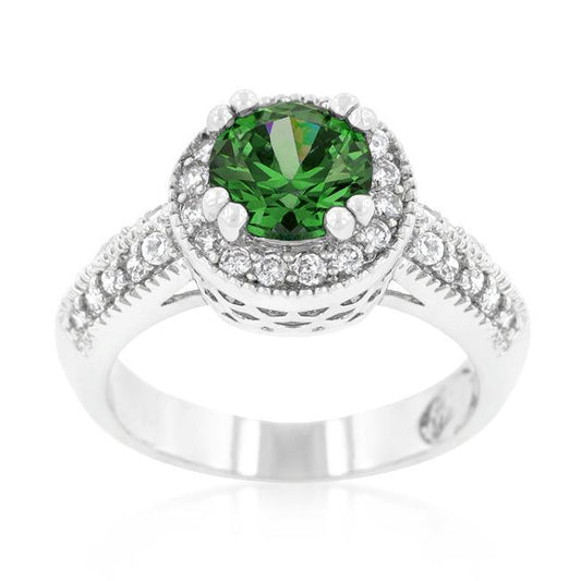 Emerald Halo Engagement Ring freeshipping - Higher Class Elegance