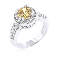 Champagne Halo Engagement Ring freeshipping - Higher Class Elegance