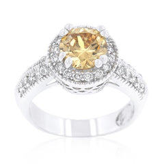 Champagne Halo Engagement Ring freeshipping - Higher Class Elegance