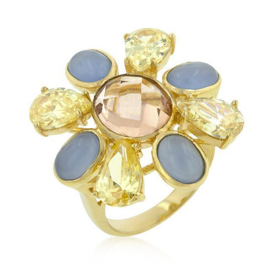 Multi-Cubic Zirconia Floral Golden Ring freeshipping - Higher Class Elegance