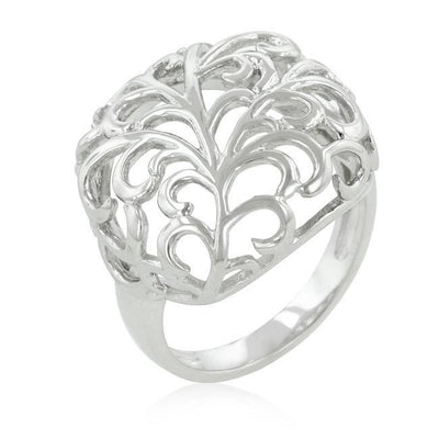 Rhodium Plated Finish Floral Filigree Ring freeshipping - Higher Class Elegance