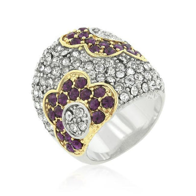 Purple and Clear Crystal Rose Ring freeshipping - Higher Class Elegance