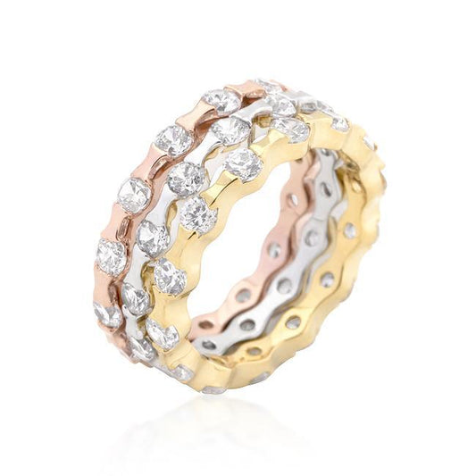 Tri-tone Stackable Rings freeshipping - Higher Class Elegance