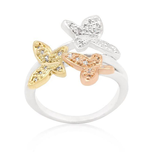 Triple Butterfly Cubic Zirconia Ring freeshipping - Higher Class Elegance