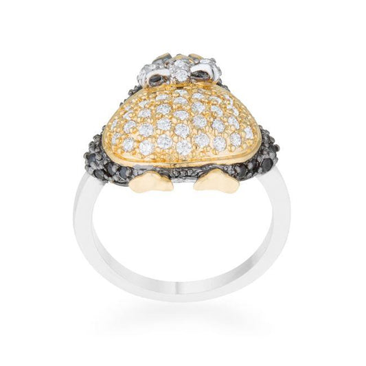 Jet Black Cubic Zirconia Penguin Ring freeshipping - Higher Class Elegance