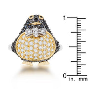 Jet Black Cubic Zirconia Penguin Ring freeshipping - Higher Class Elegance
