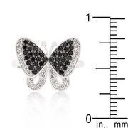 Black and White Cubic Zirconia Butterfly Ring freeshipping - Higher Class Elegance