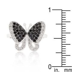 Black and White Cubic Zirconia Butterfly Ring freeshipping - Higher Class Elegance