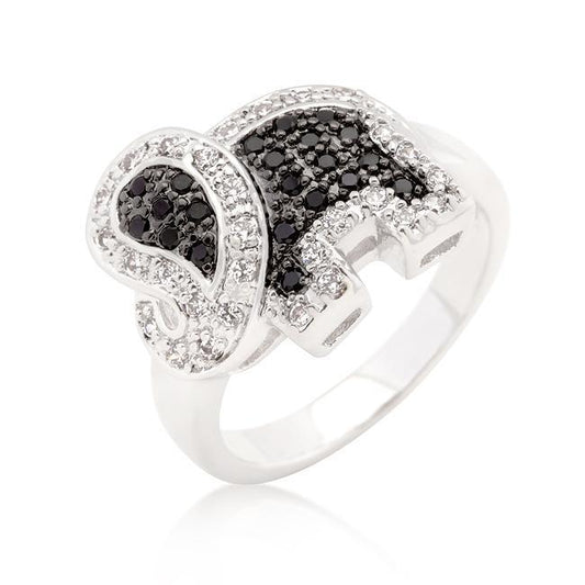 Black and White Cubic Zirconia Elephant Ring freeshipping - Higher Class Elegance