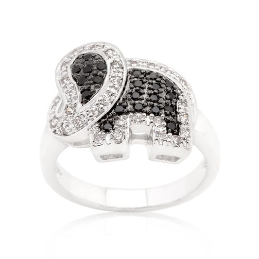 Black and White Cubic Zirconia Elephant Ring freeshipping - Higher Class Elegance