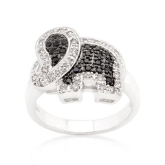 Black and White Cubic Zirconia Elephant Ring freeshipping - Higher Class Elegance