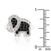 Black and White Cubic Zirconia Elephant Ring freeshipping - Higher Class Elegance