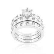 Bezel Set Engagement Ring Set freeshipping - Higher Class Elegance